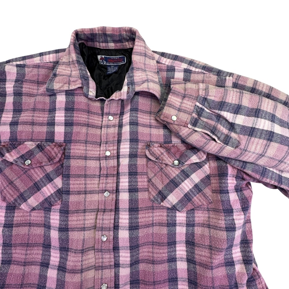 Williams Bay Pearl Snap Jacket Men's‎ 2XTALL Western Quilted Lined Plaid Flannel